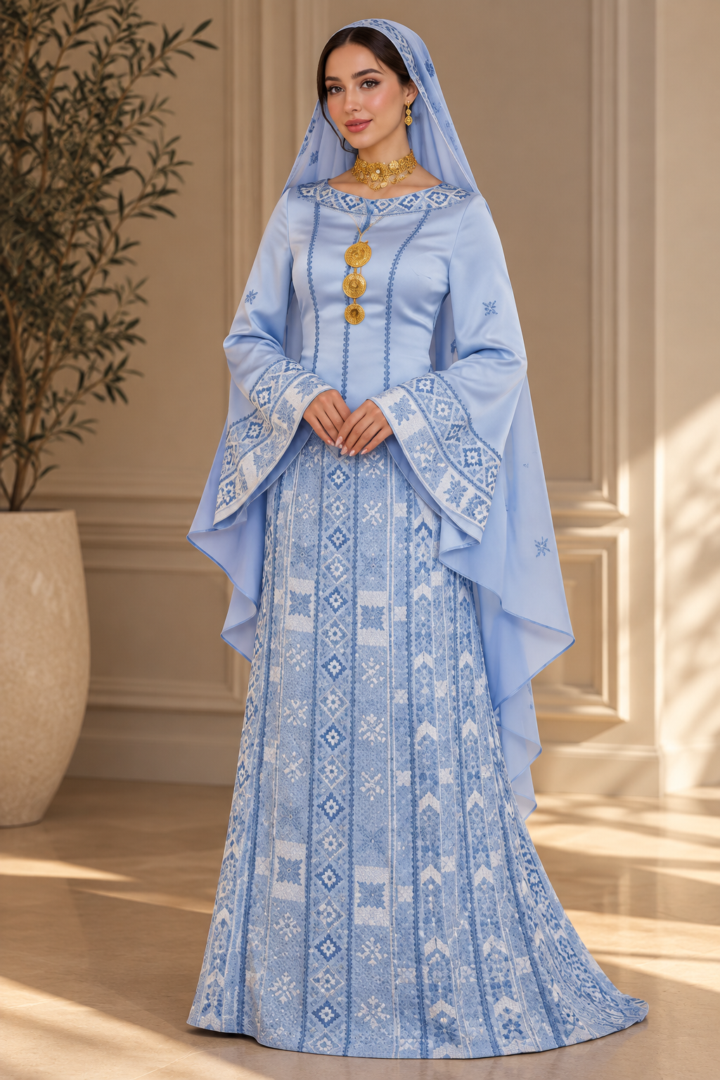 Baby Blue Heritage Embroidered Thobe