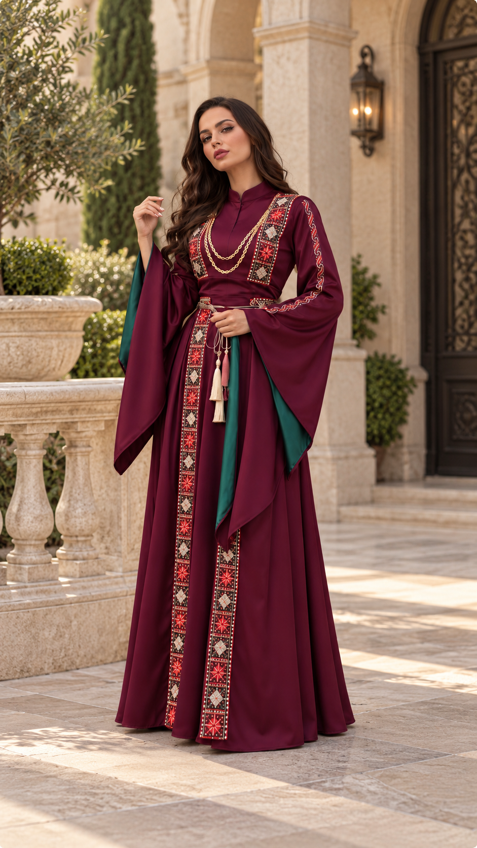 Burgundy Heritage Embroidered Thobe