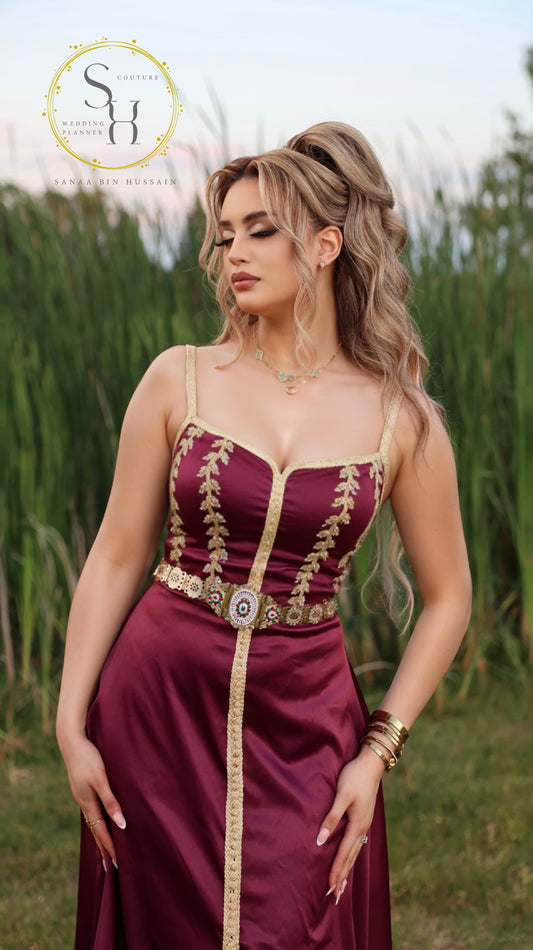 dark purple Moroccan caftan