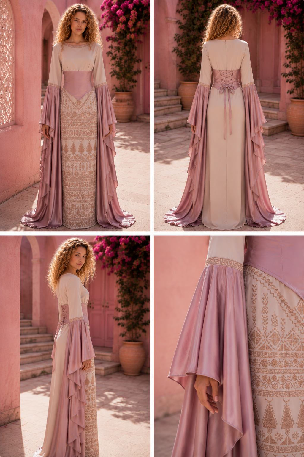 Blush Rose Palestinian Tatreez Gown