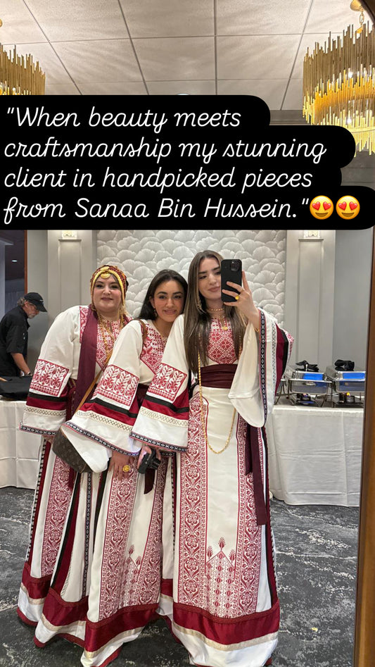 Luxury Palestinian Dress – Custom Order Only | Premium Fabric Mix & Moroccan Belt with Embroidery