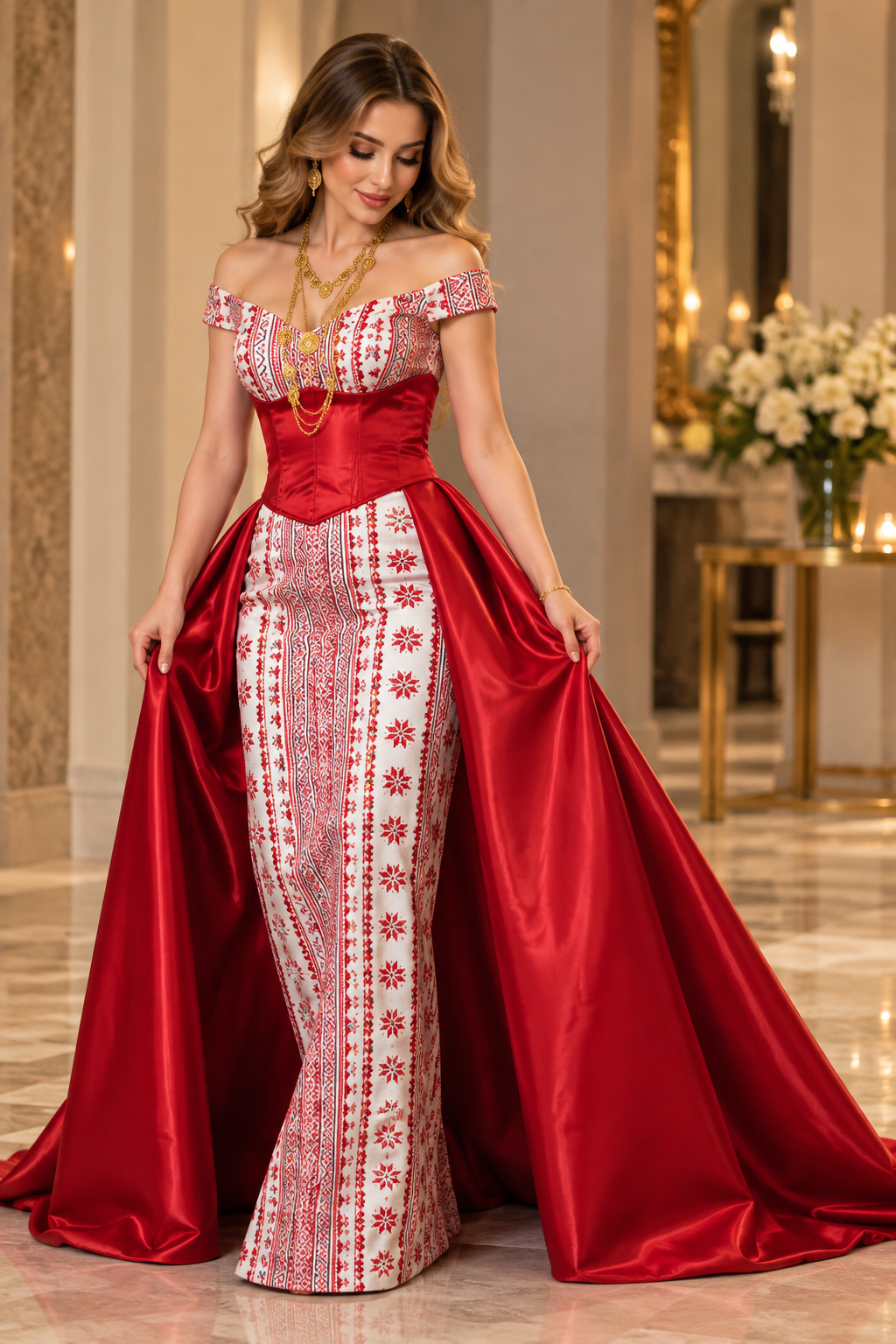 Signature Henna Thobe with Corset & Overskirt