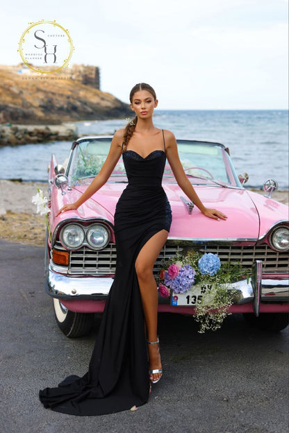 Multicolor Dress with Front Slit & Open Back