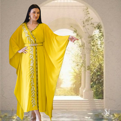 Soft Moroccan Caftan in a Distinctive Yellow – Ramadan Look 💛