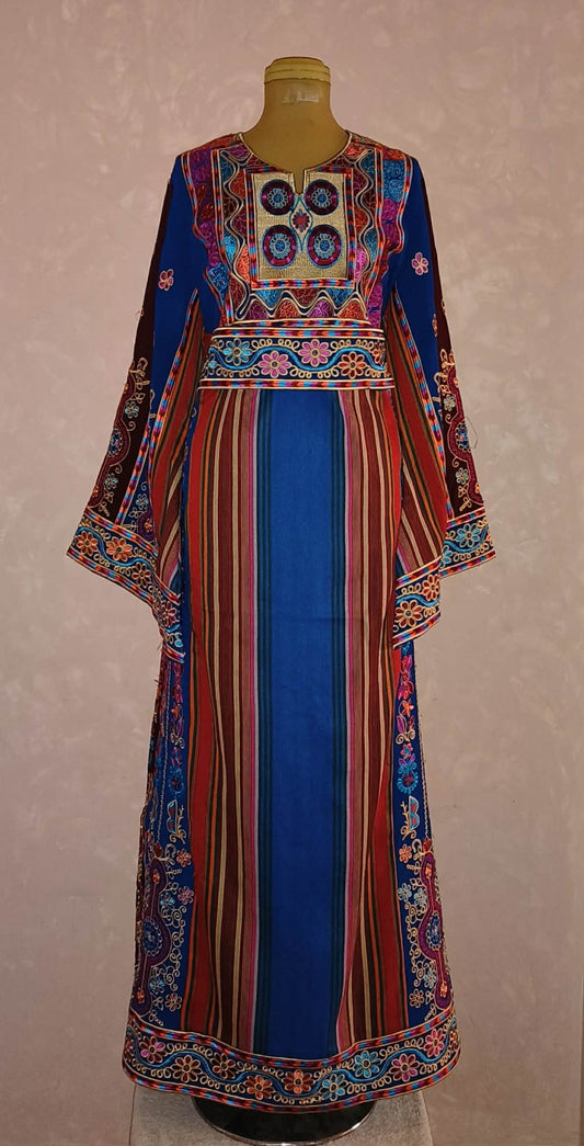 Royal Blue Queen Top with Velvet & Saya Mix Embroidery