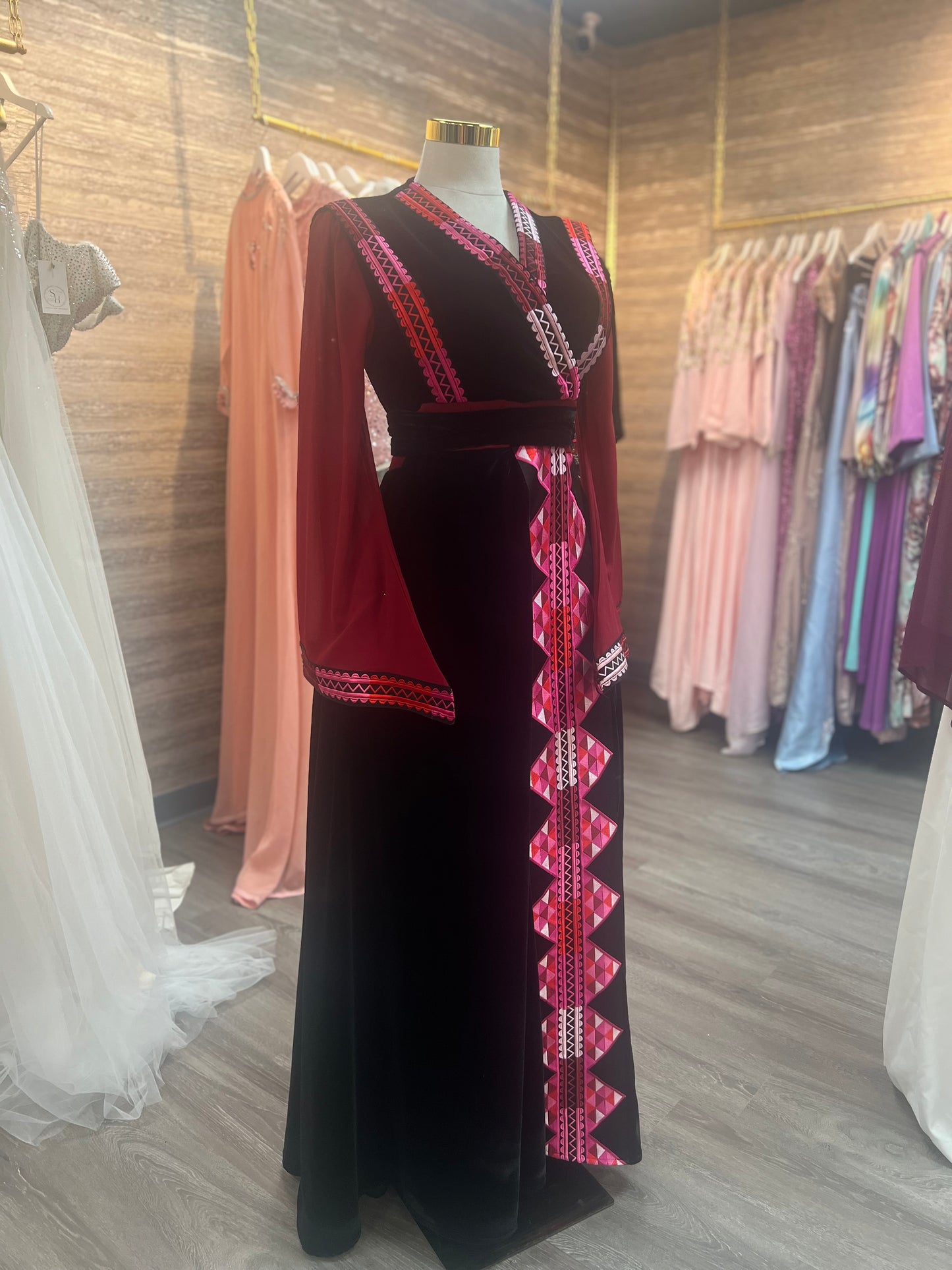 Luxury Korean Velvet Top – Premium Tulle & Chiffon with Vibrant Embroidery