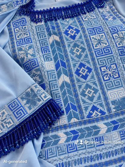 Sky Blue Heritage Thobe with Double Sleeves