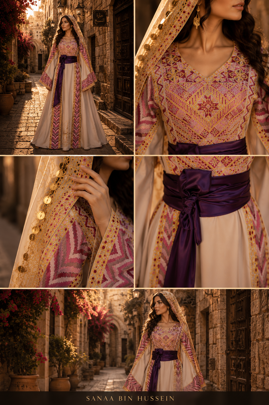 Ivory & Mauve Heritage Embroidered Gown