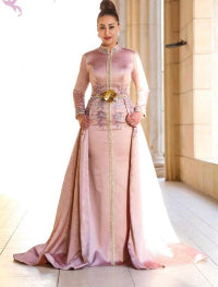 Luxury Moroccan Pink Caftan with Detachable Overskirt – Custom Made