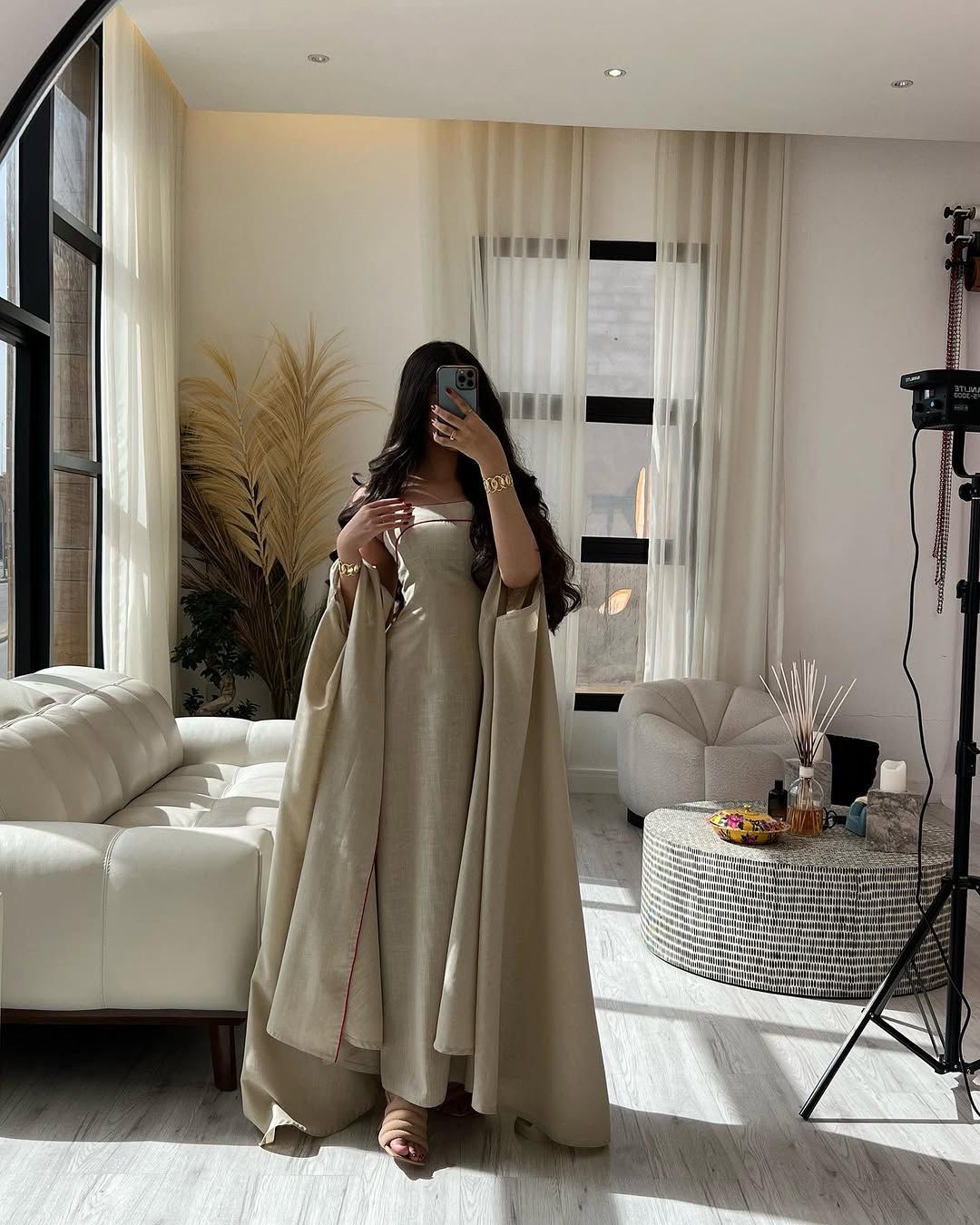 Modern Strapless Two-Piece Abaya with Palestinian Embroidery – Red Back Detail