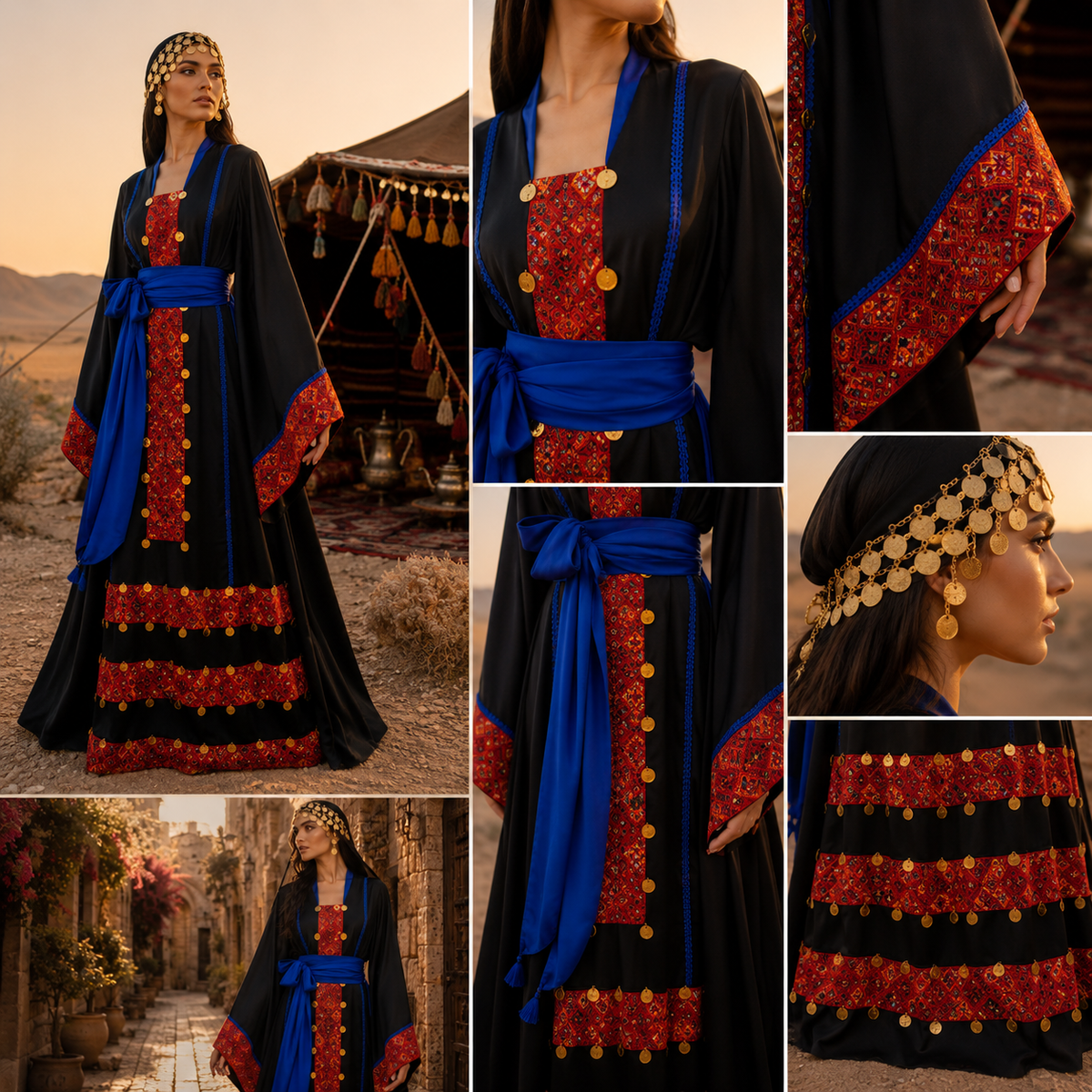 Handmade Black & Red Heritage Thobe