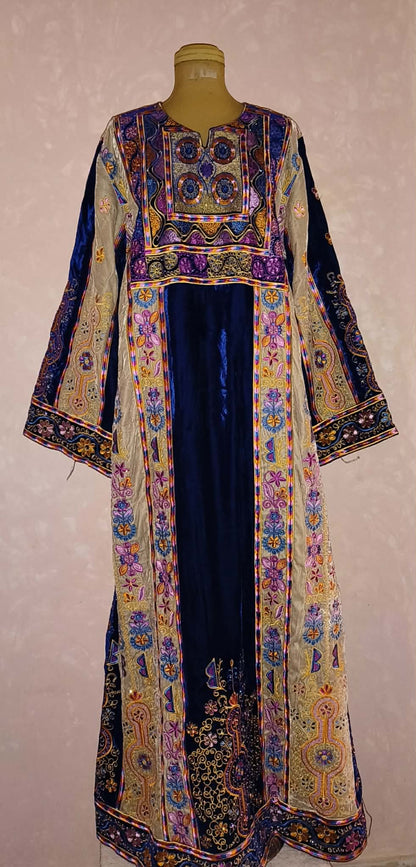Royal Blue Velvet Queen – Palestinian Heritage Elegance