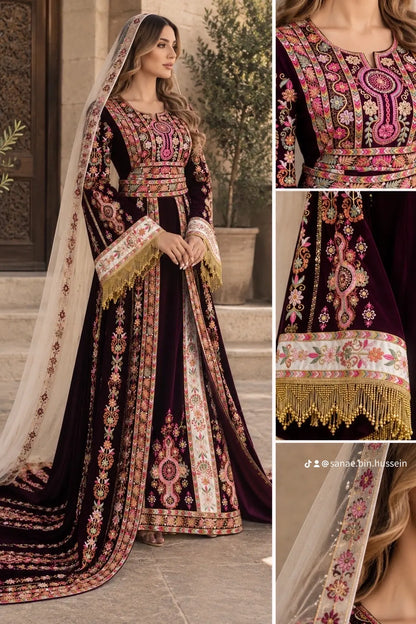 Malaka Signature Velvet Henna Thobe