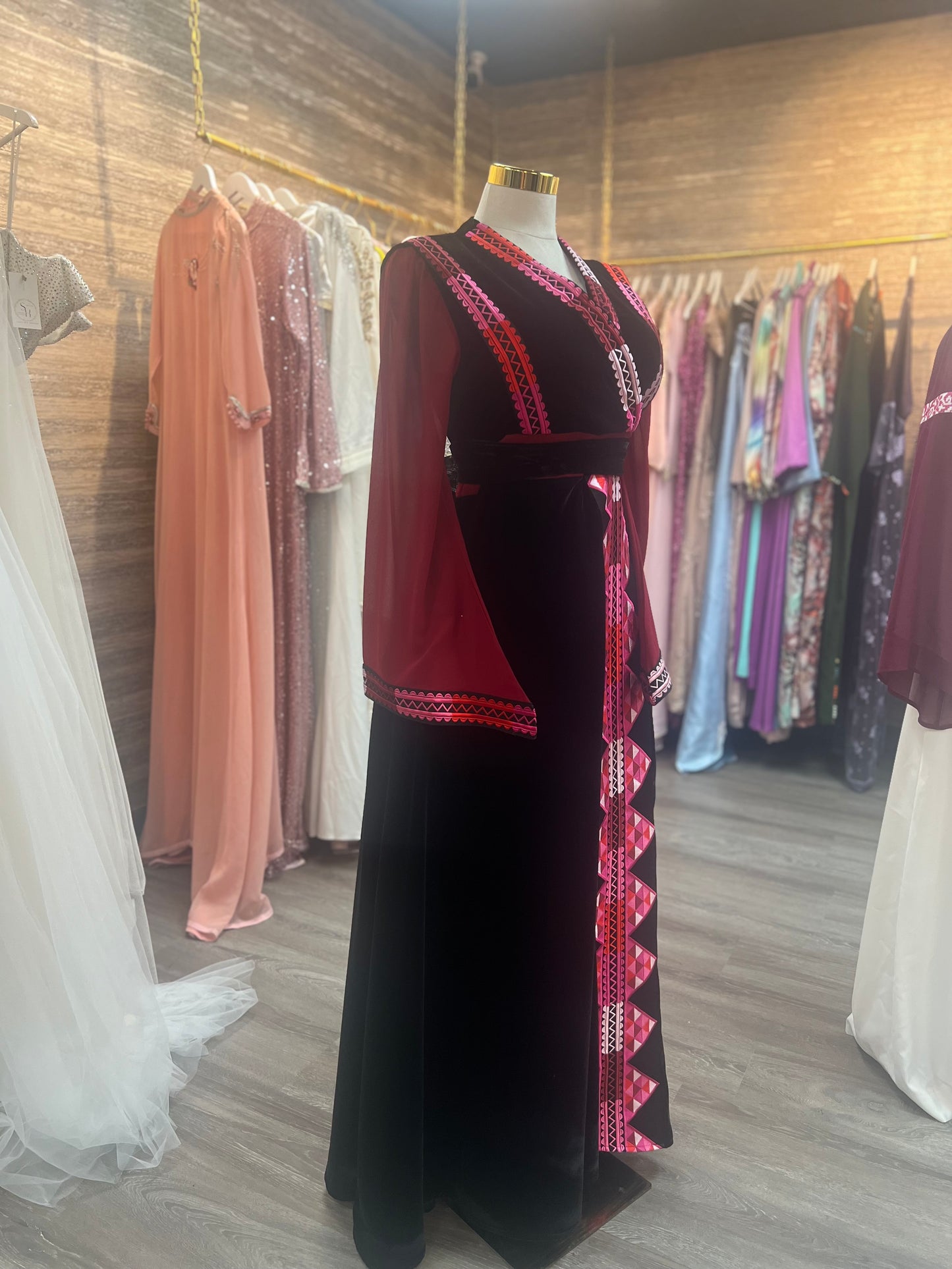 Luxury Korean Velvet Top – Premium Tulle & Chiffon with Vibrant Embroidery