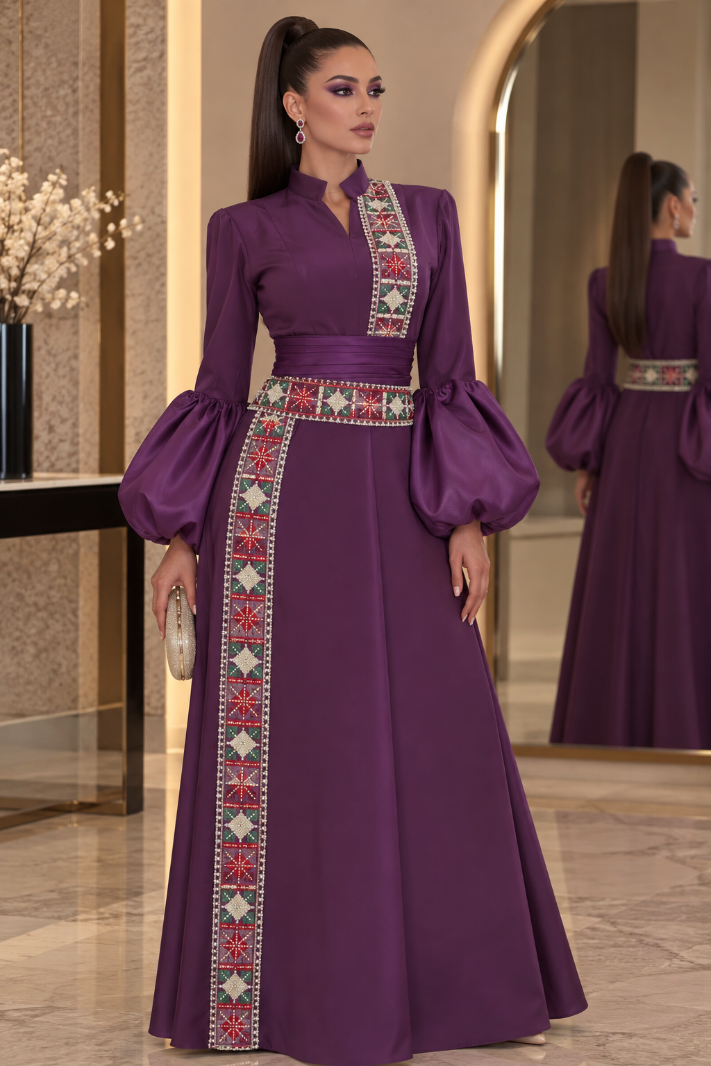 Royal Plum Tatreez Gown
