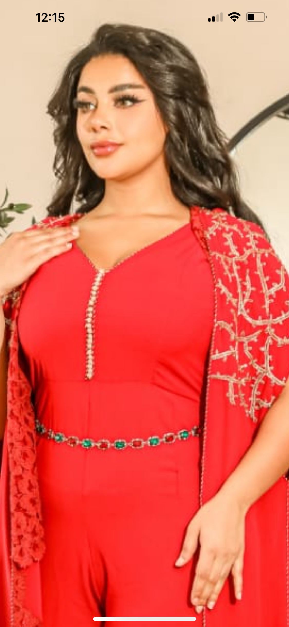 Luxury Two-Piece Caftan Jumpsuit with Gold-Red Embellishments – Custom Colors