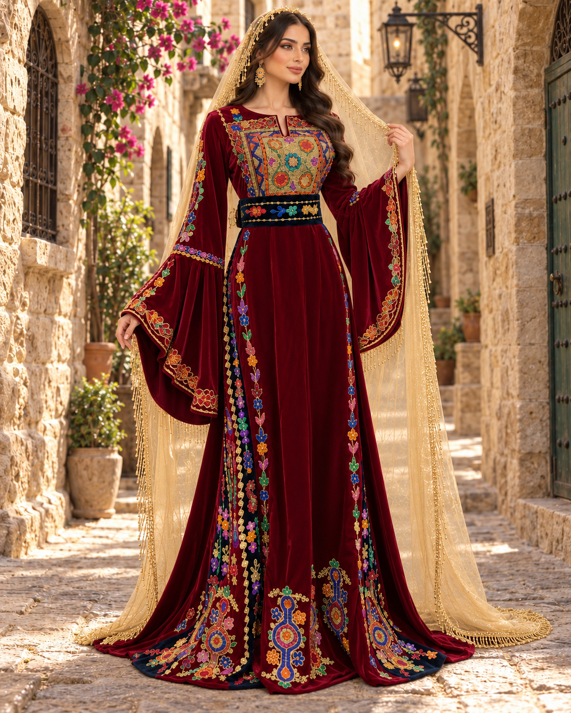 Royal Palestinian Malaka Traditional Qasab Embroidery