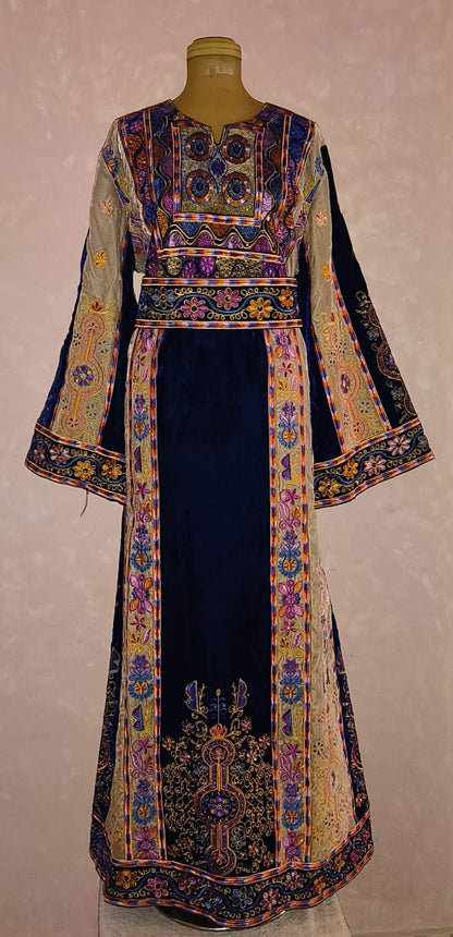 Royal Blue Velvet Queen – Palestinian Heritage Elegance