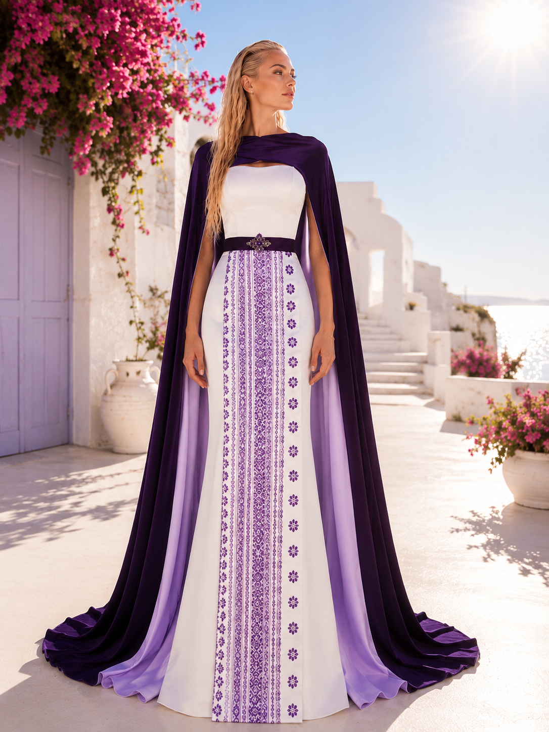 Purple Heritage Gown with Cape