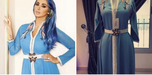 Moroccan Caftan with a Modern Touch – Light Blue | Made to Order