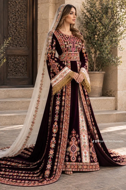 Malaka Signature Velvet Henna Thobe
