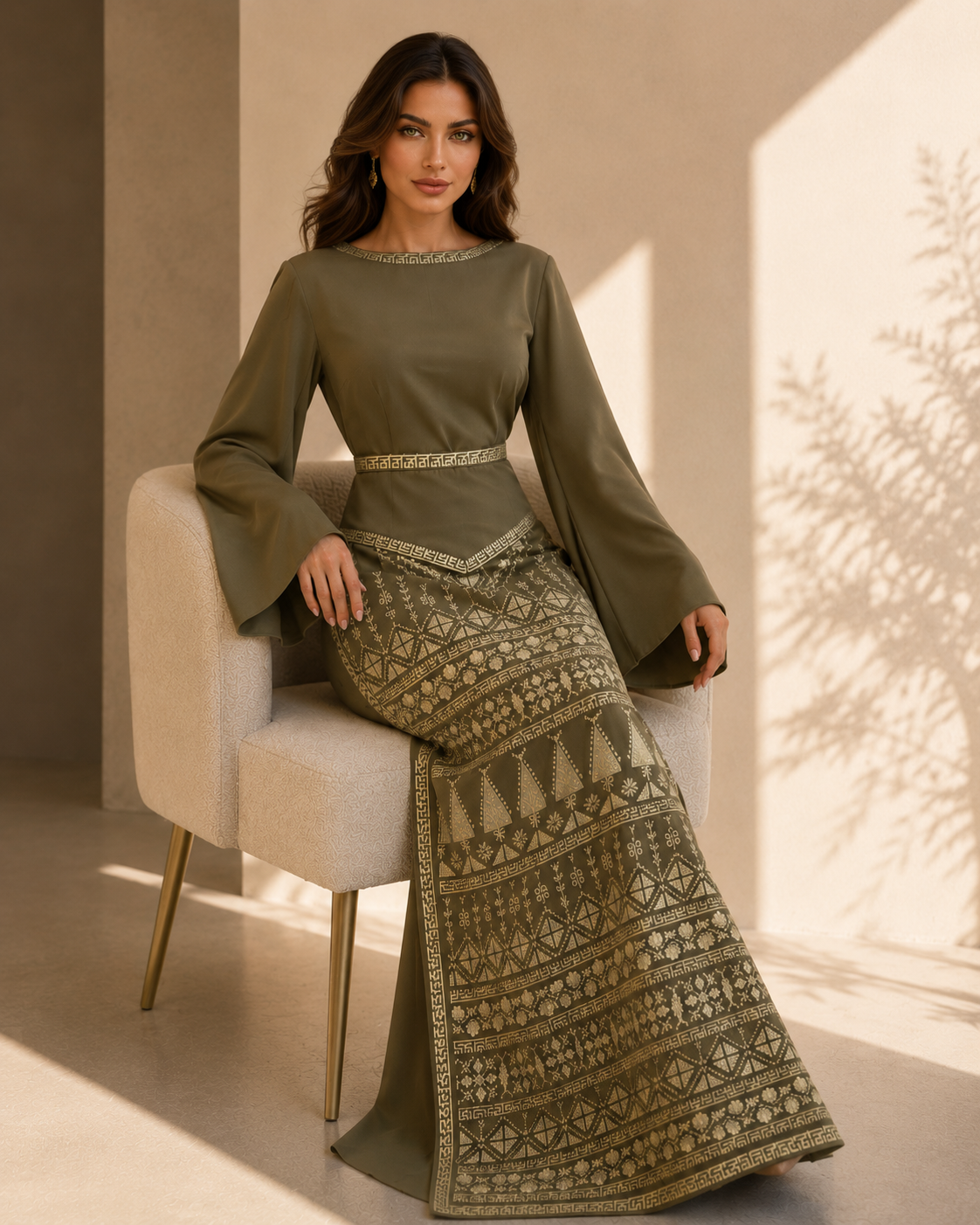 Olive Qasab Heritage Thobe
