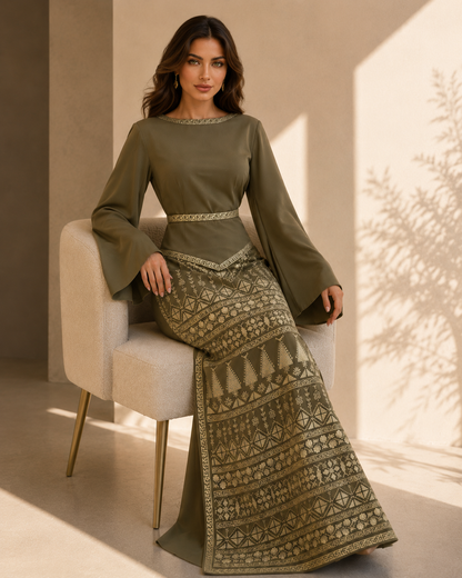 Olive Qasab Heritage Thobe