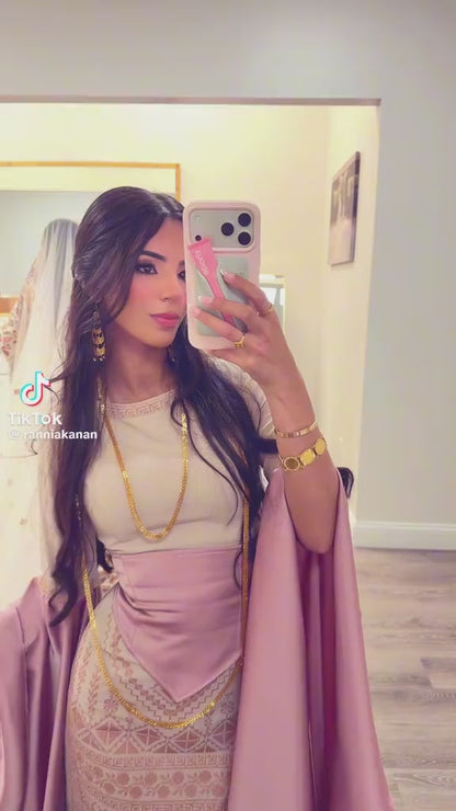 Blush Rose Palestinian Tatreez Gown