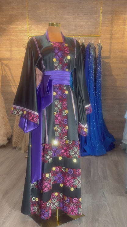 Handmade Black & Purple Heritage Thobe