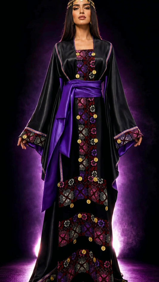 Handmade Black & Purple Heritage Thobe